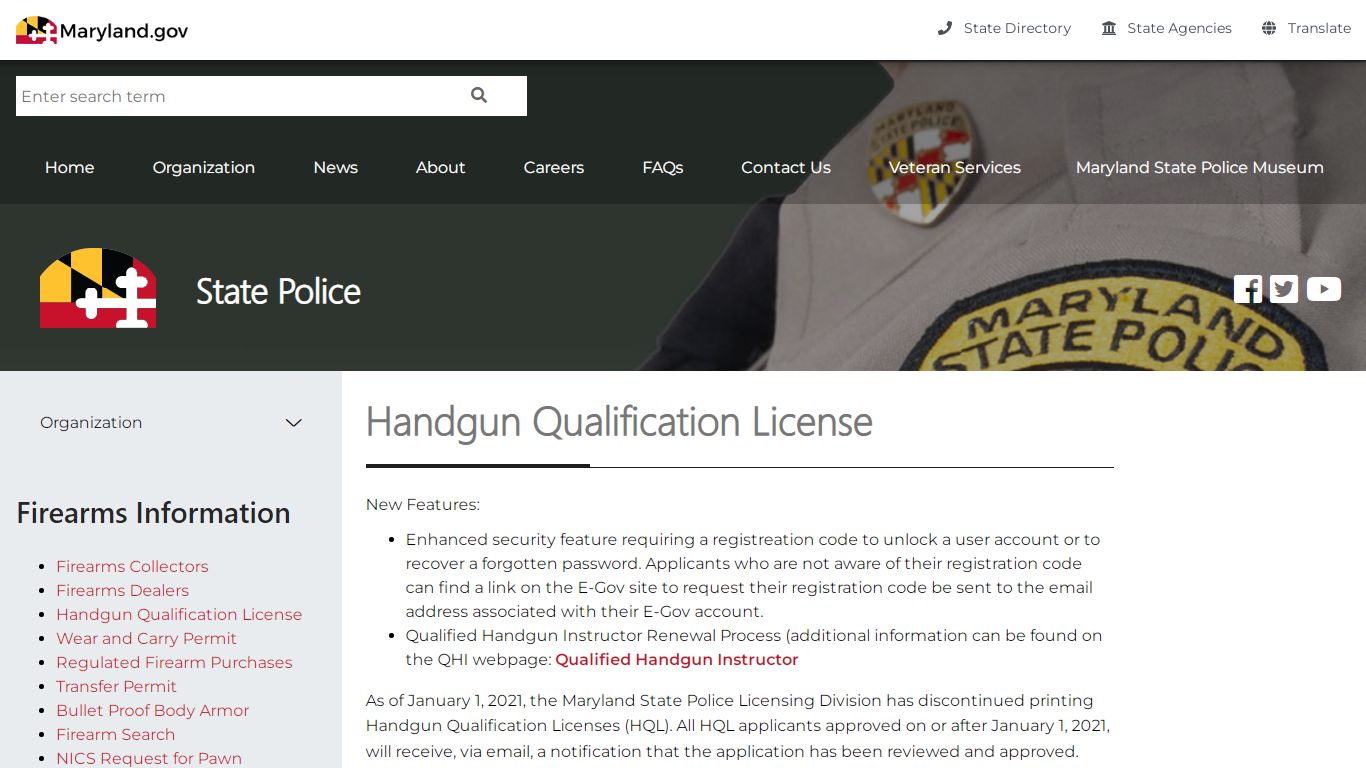 Handgun Qualification License - Maryland State Police